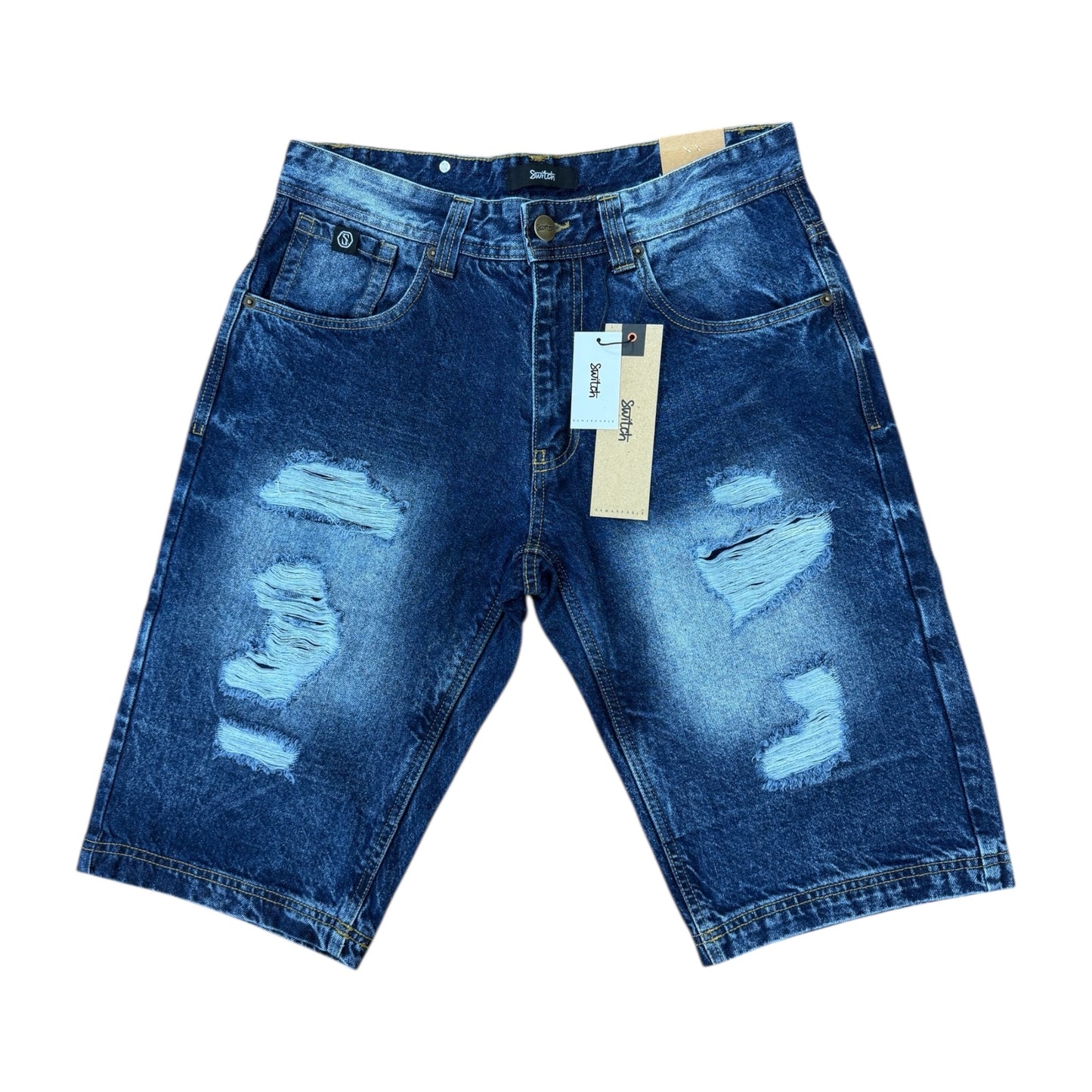 WH-SS5700 - Premium Distressed Rip & Repair Non-Stretch Denim Shorts