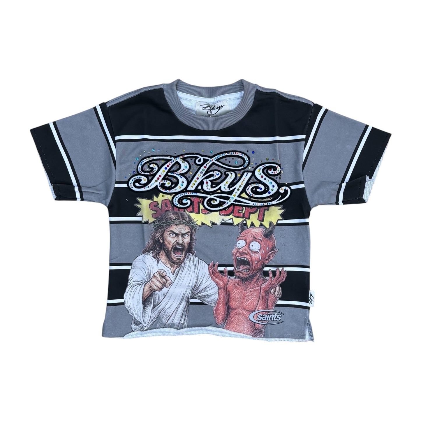 T1668B - Boy's/Kid's Judgement Boys with Rhinestones Crop T-Shirt