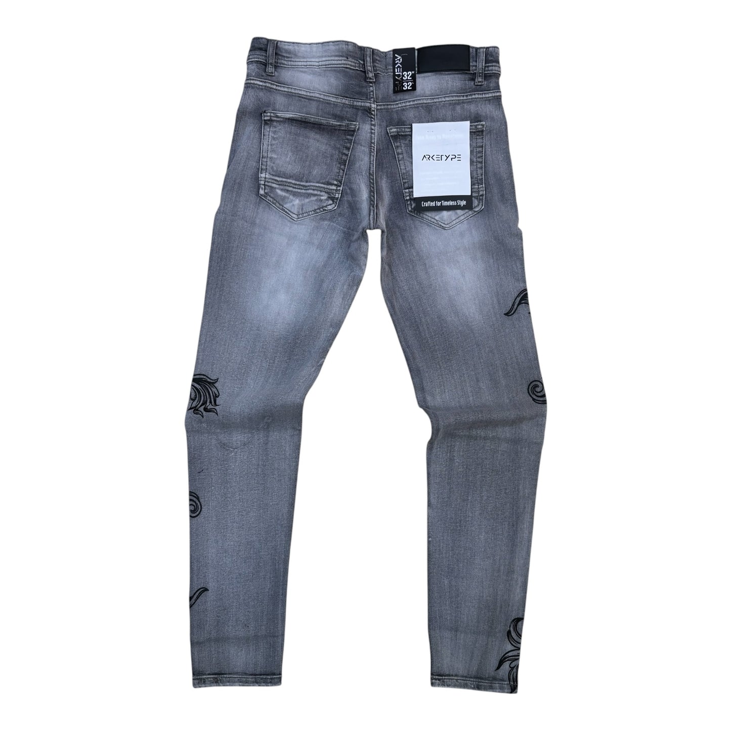 P614 - Victory Baroque Style Slim-Fit Stretch Jeans