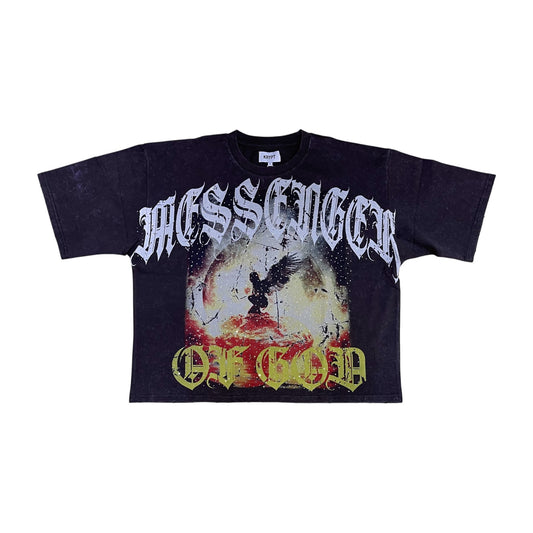 KR603 - Messenger of God with Rhinestones Cropped Top T-Shirt