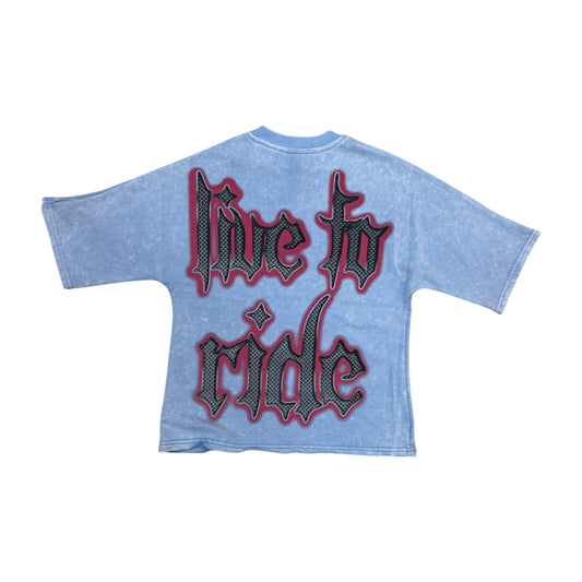 SD2629 - Ride or Die with Rhinestone French Terry Cropped Top