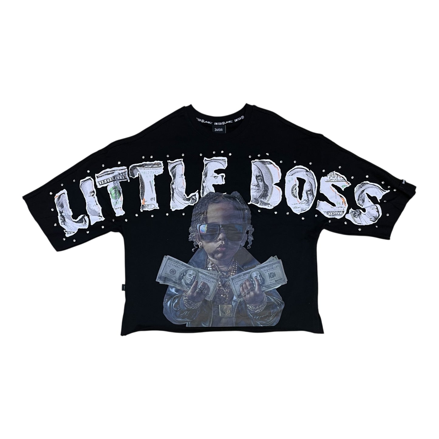 SM6167 - Little Boss with Studs Cropped Top Graphic T-Shirt