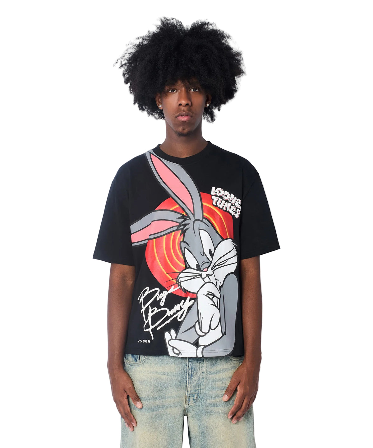 WH-LTS6TM-201 - Looney Tunes Bugs Bunny Embroidered Boxy Graphic T-Shirt