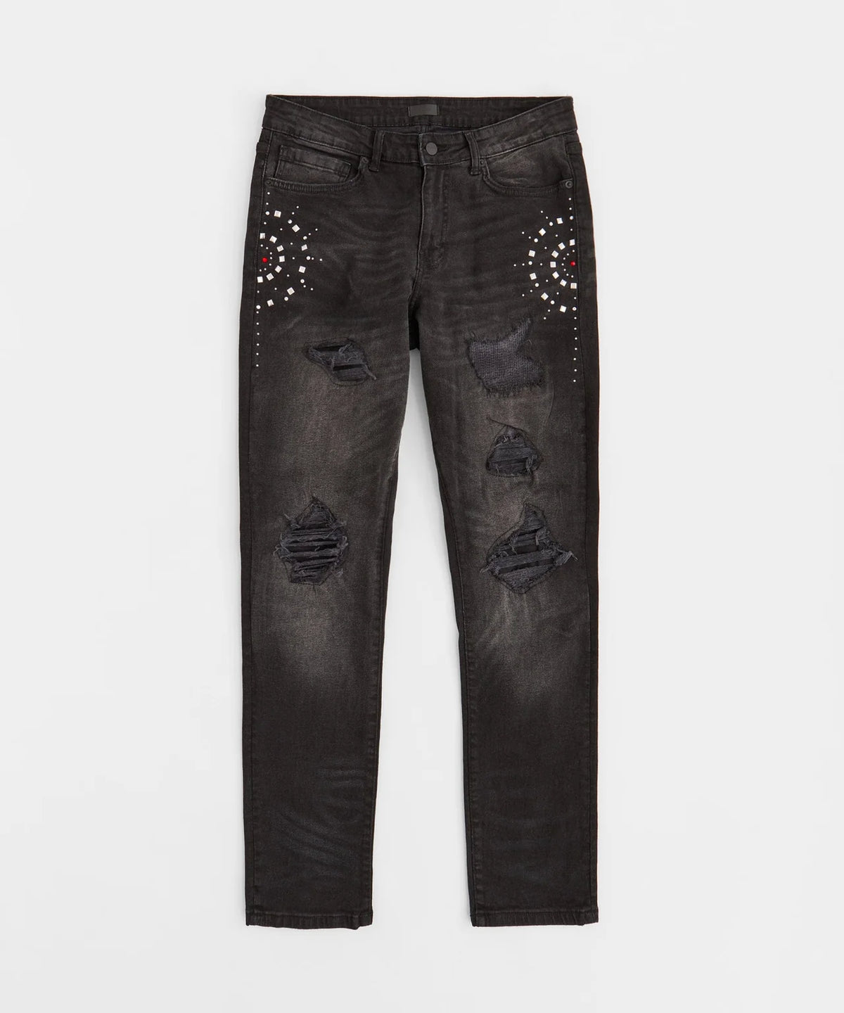 RCS6DM-700 - Starburst Rhinestone Distressed Skinny Jeans