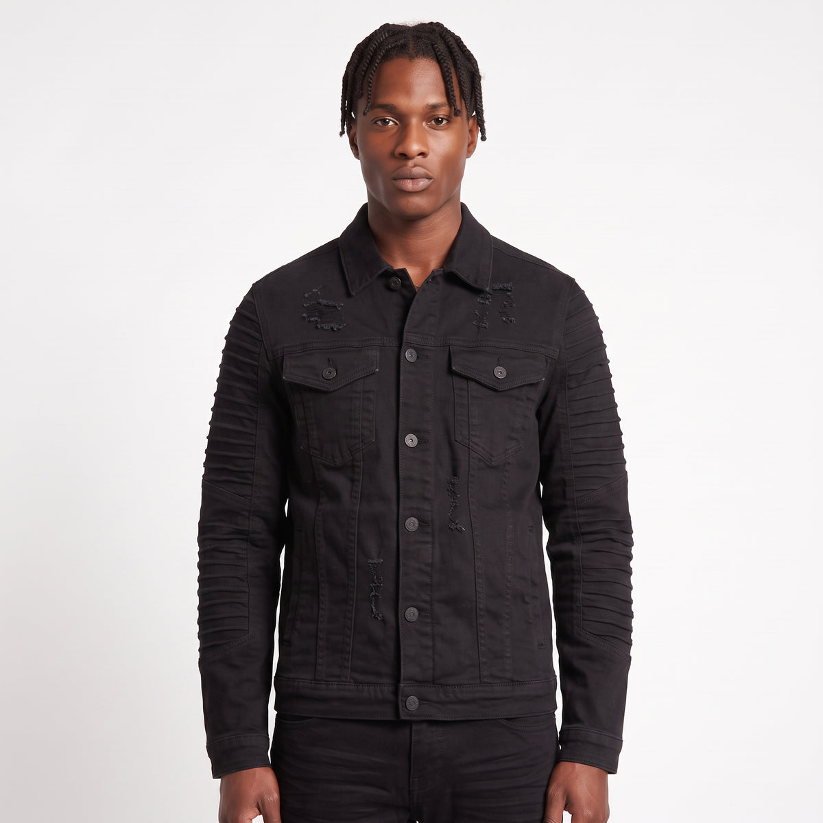 WH-J633 - Spencer with Distressed Detailing Rip & Repair Stretch Denim Jacket