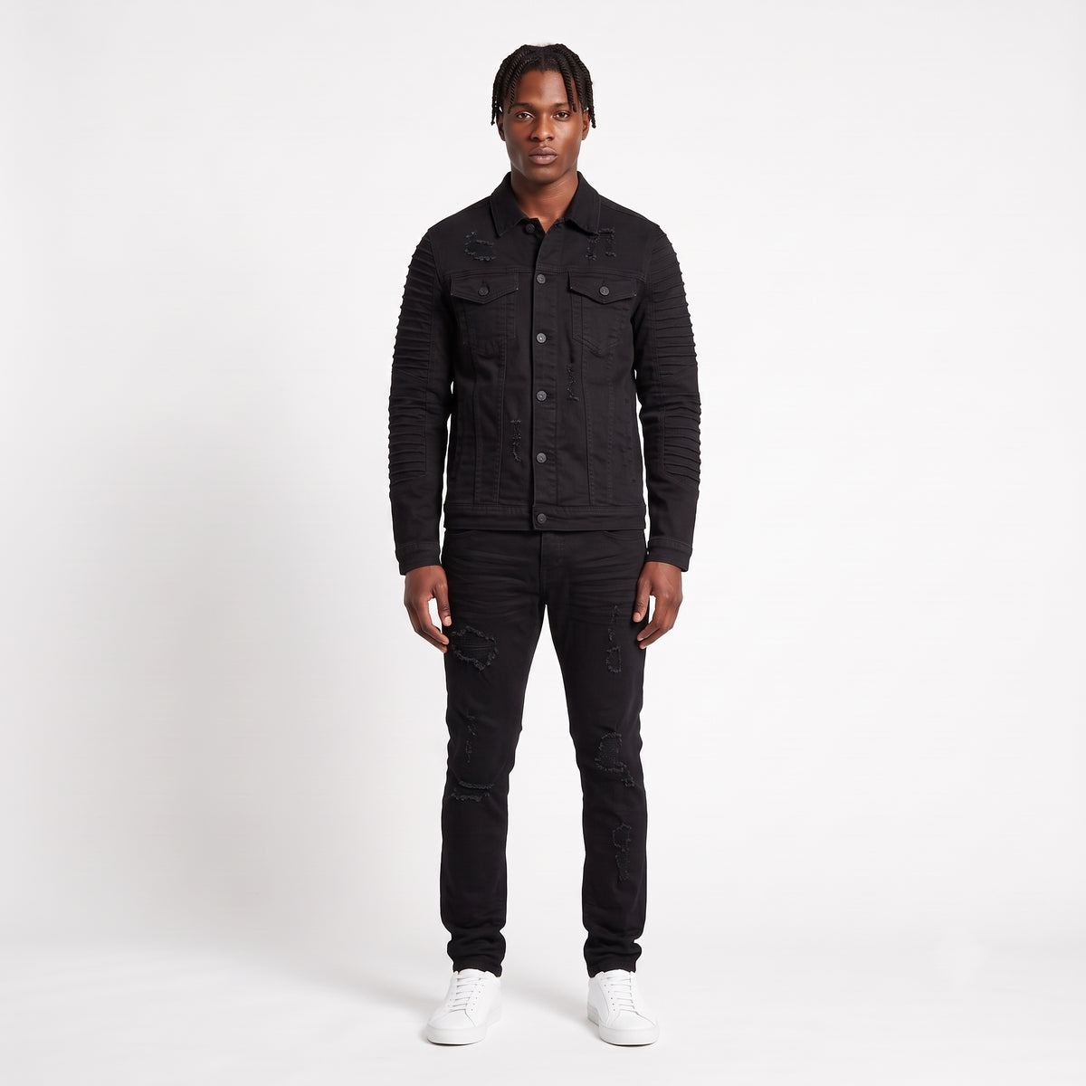 WH-J633 - Spencer with Distressed Detailing Rip & Repair Stretch Denim Jacket