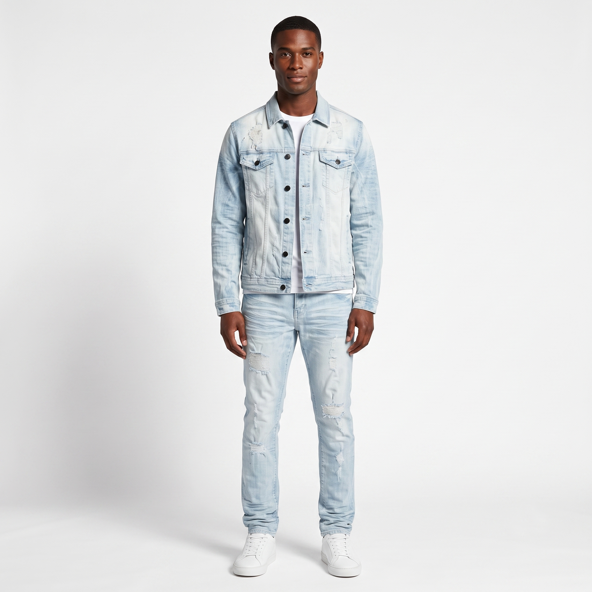 WH-J633 - Spencer with Distressed Detailing Rip & Repair Stretch Denim Jacket