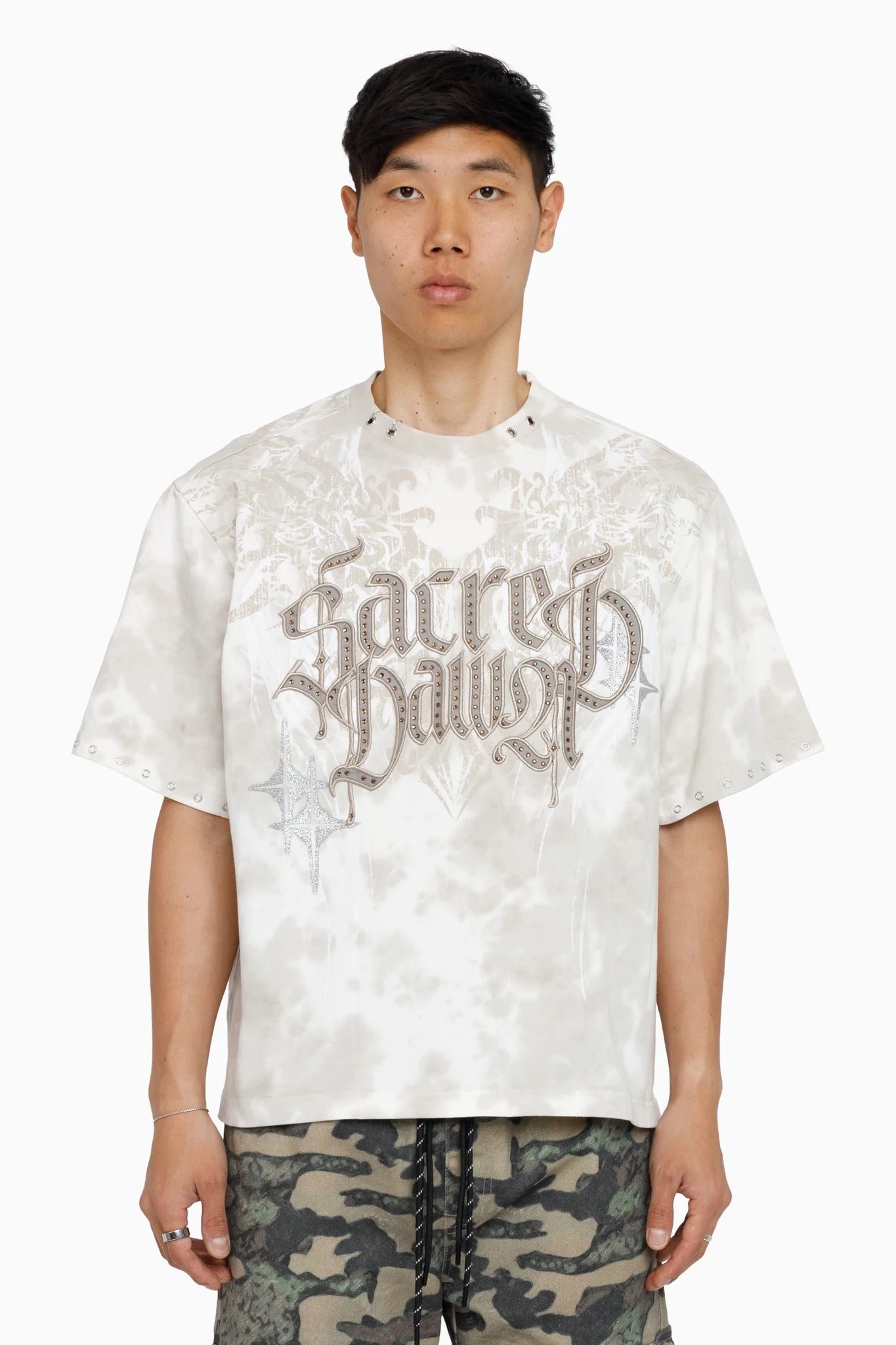 WH-KT26F537 - Sacred Dawn Premium Rhinestone Boxy Graphic T-Shirt