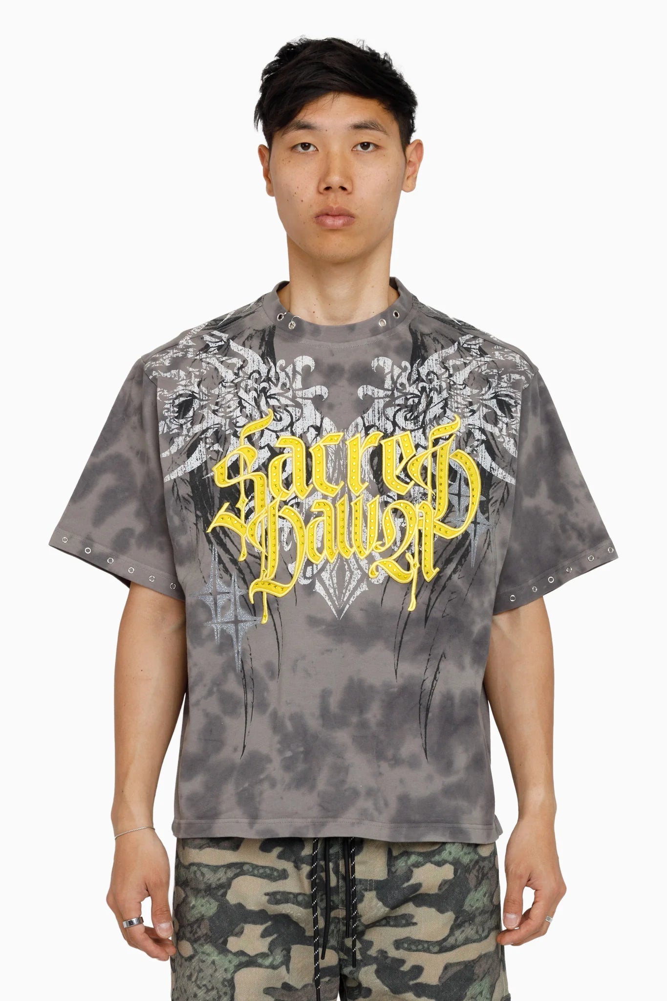 WH-KT26F537 - Sacred Dawn Premium Rhinestone Boxy Graphic T-Shirt