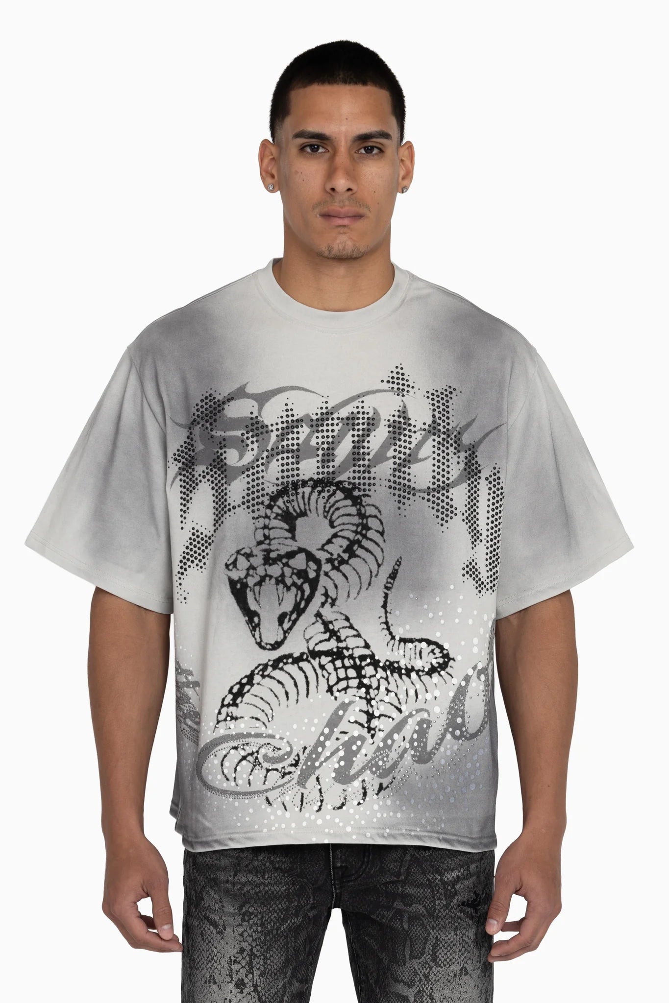 WH-KT26F557 - Sanity with Rhinestone Boxy Graphic T-Shirt