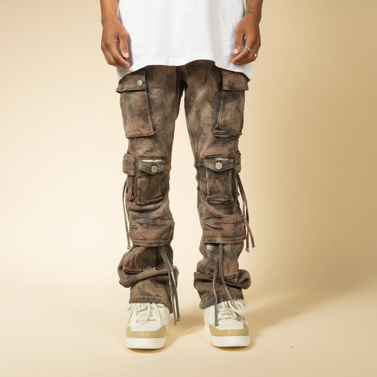 Ettore Denim C28 - Dirty Look Acid Dark Wash Stretch Flared Jeans
