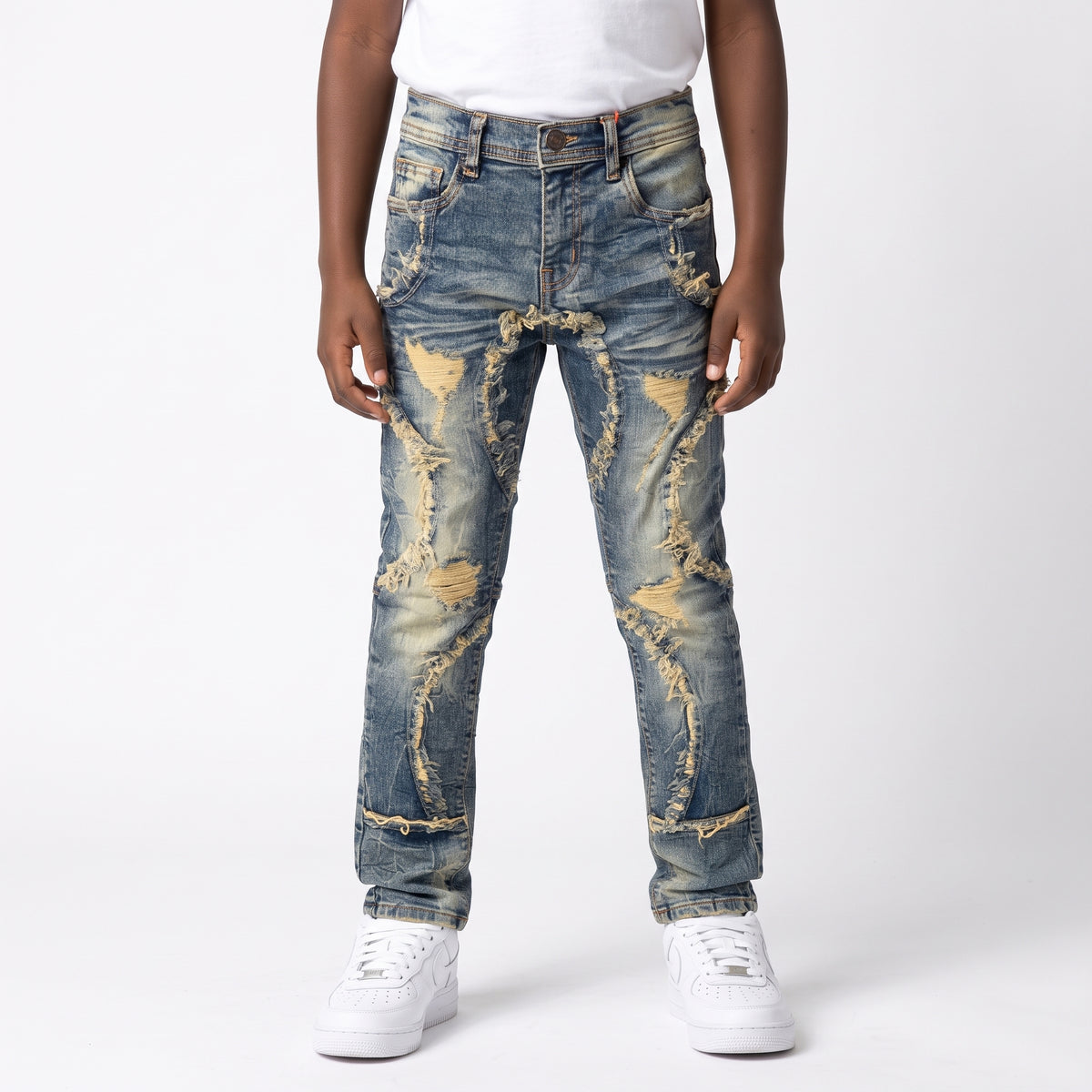 WH-P631K - Boy's/Kid's Half Circle Slim Fit & Stretch Jeans