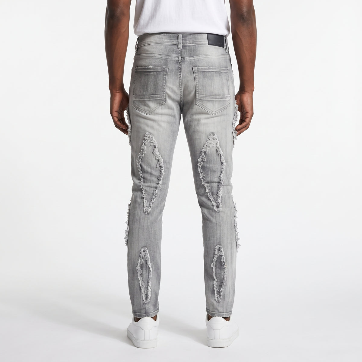 WH-P632 - Nimki Frayed Heavy Distressed Slim-Fit  Stretch Jeans