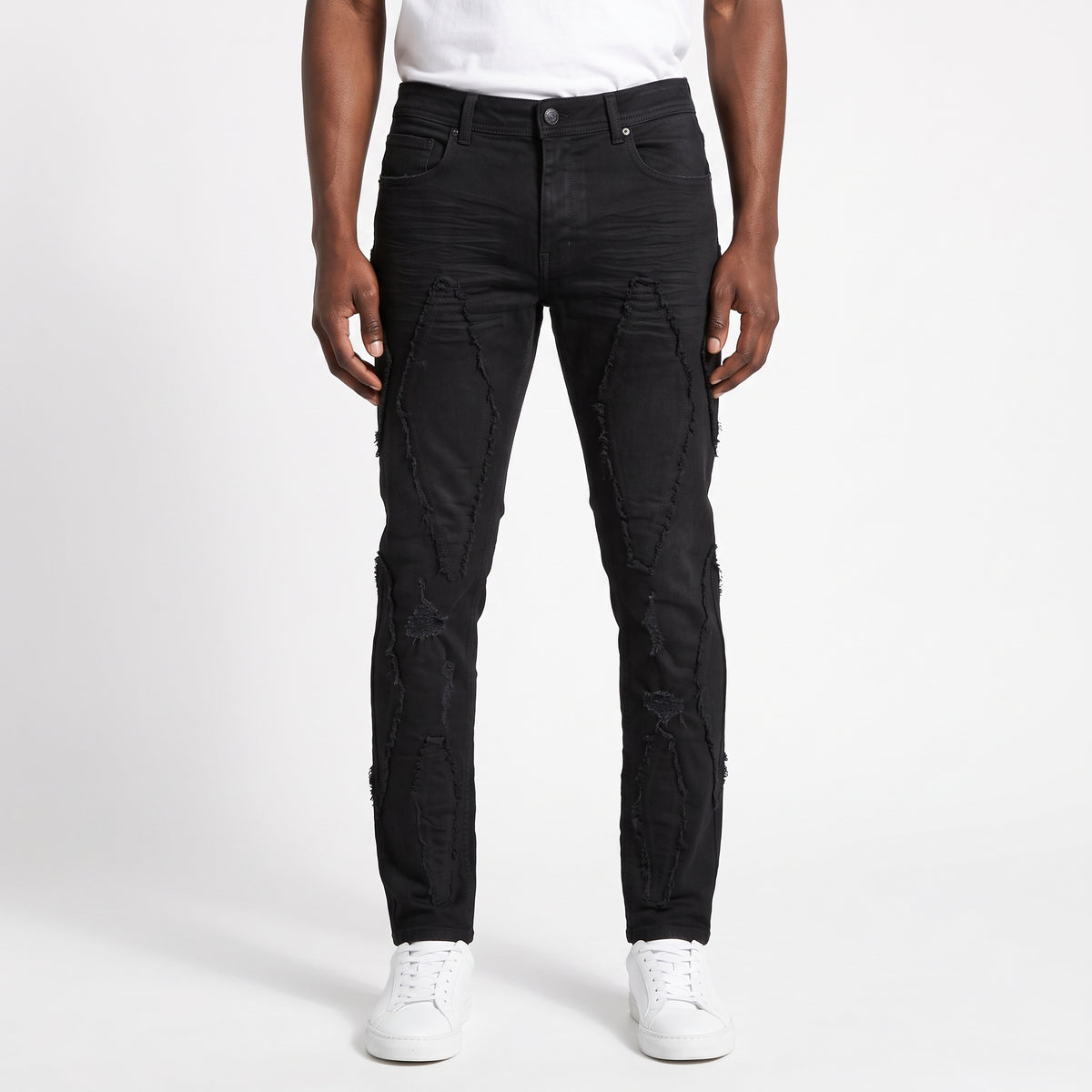 WH-P632 - Nimki Frayed Heavy Distressed Slim-Fit  Stretch Jeans