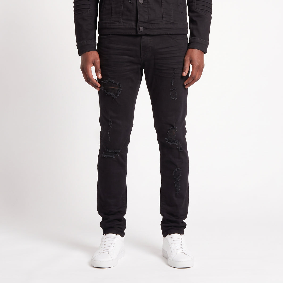 WH-P633 -  Spencer with Distressed Detailing Rip & Repair Regular-Fit Stretch Jeans