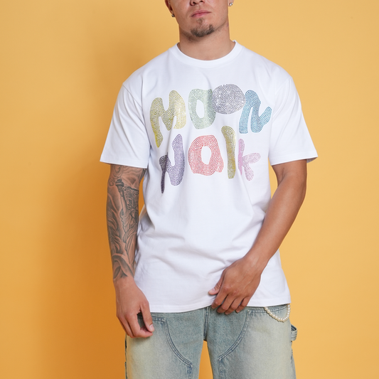 MOONWALK Rhinestone Premium T-Shirt (White)