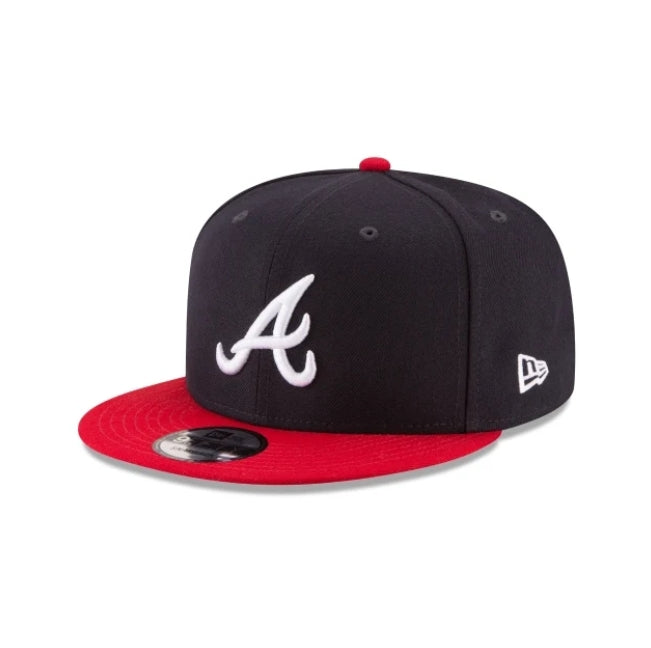 NEW ERA Atlanta Braves team color basic 9FIFTY snapback hat in navy and red.