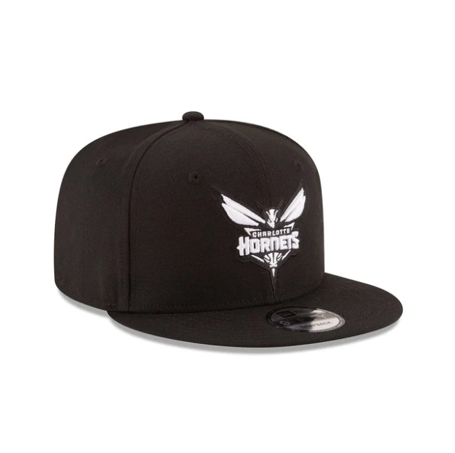 NEW ERA Charlotte Hornets basic black and white 9FIFTY snapback hat