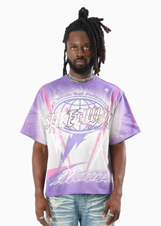KT26F554 - Speedway Wide Crop Graphic T-Shirt