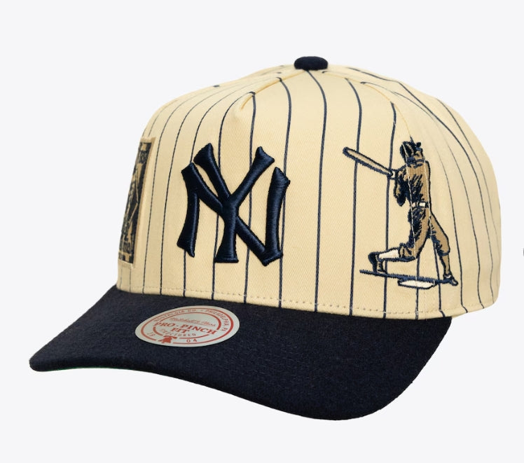 HP12177 - New York Yankees Cream/Navy Cooperstown Retro Roots Stripe Pro Pinch Snapback Hat