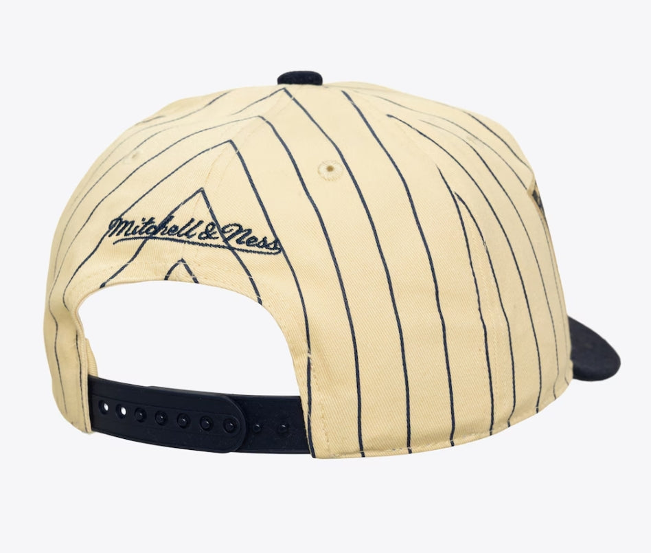 HP12177 - New York Yankees Cream/Navy Cooperstown Retro Roots Stripe Pro Pinch Snapback Hat