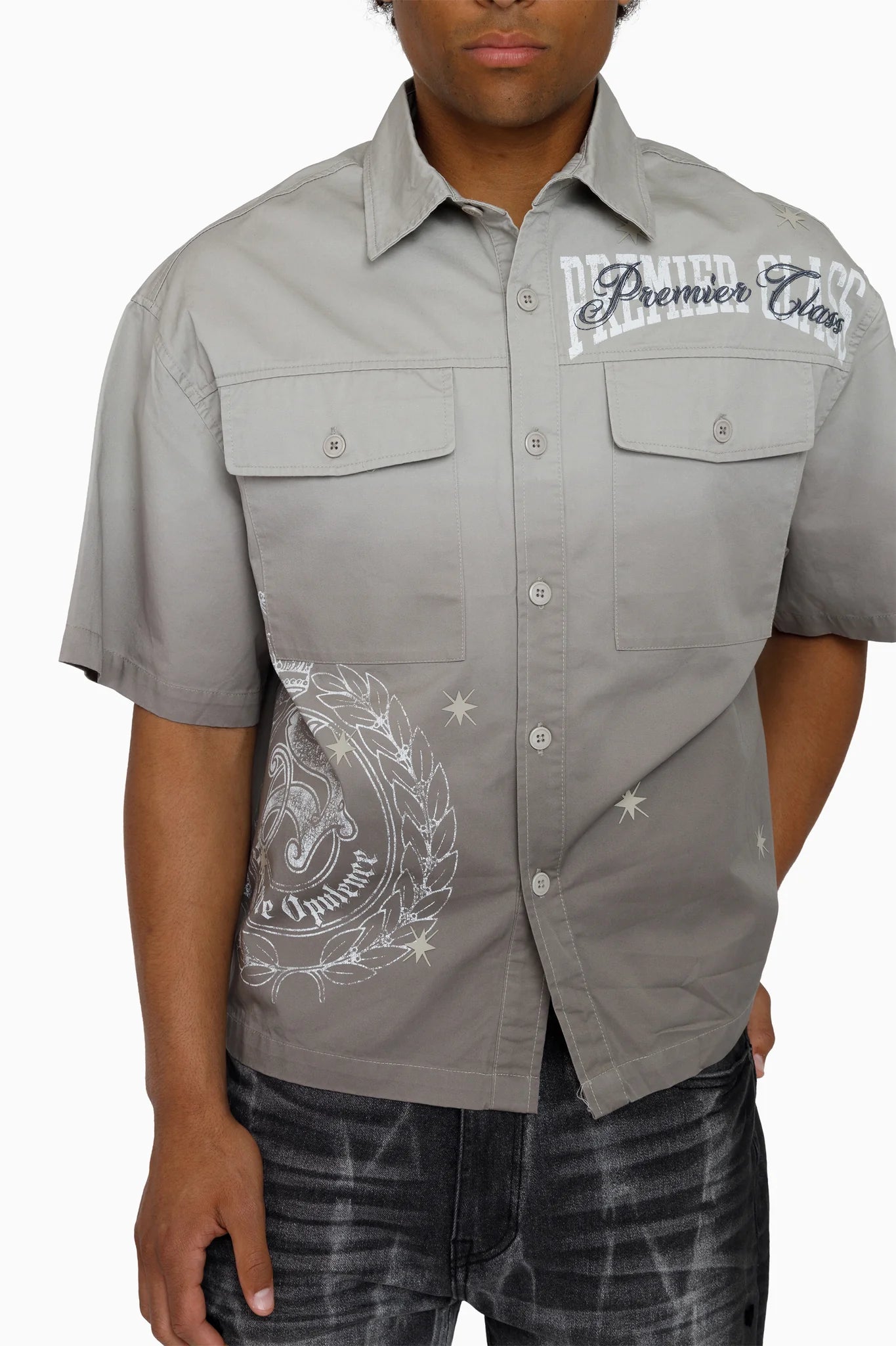 WH-WH26F590 - Premier Class SS Boxy Graphic Button Down Shirt