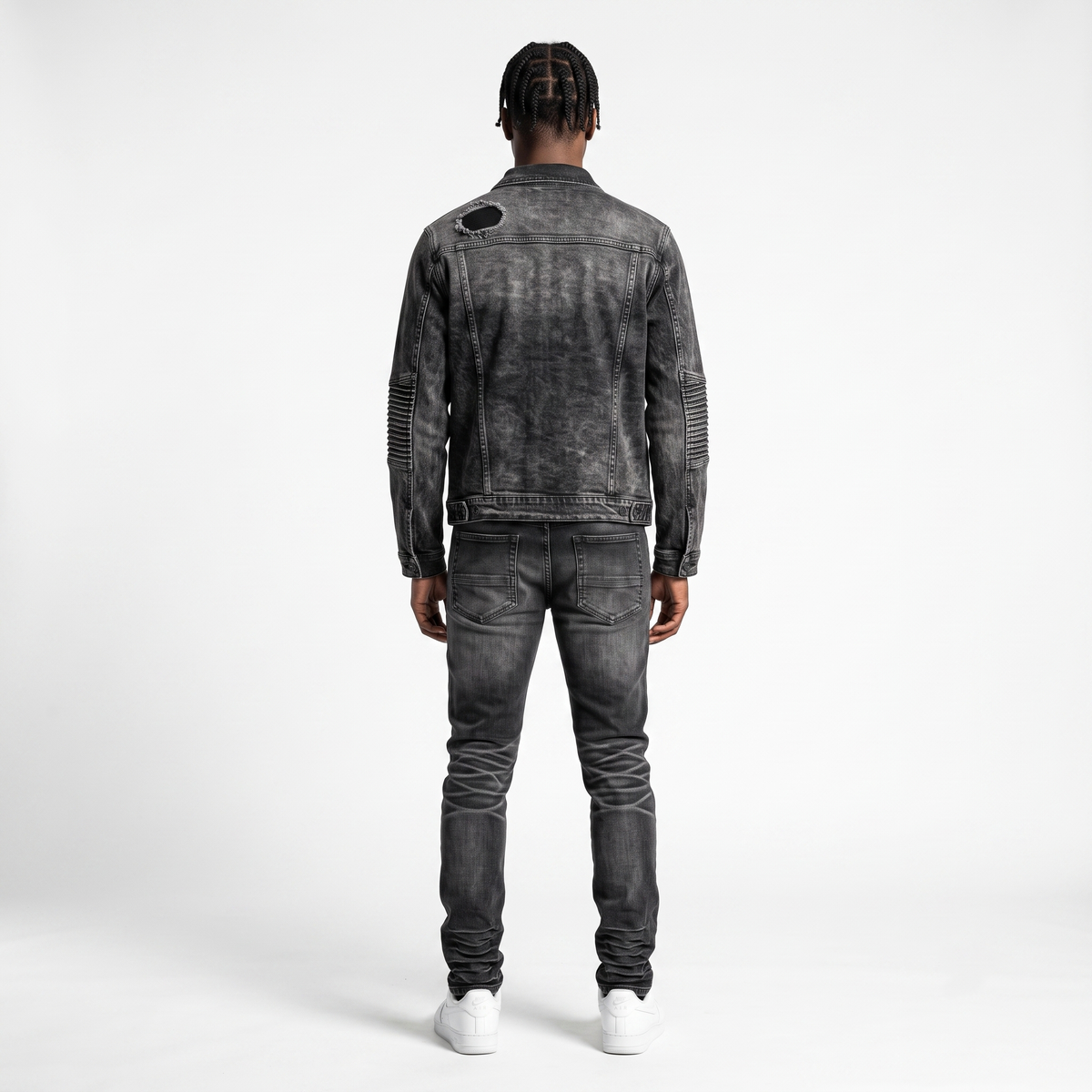 WH-P633 -  Spencer with Distressed Detailing Rip & Repair Regular-Fit Stretch Jeans