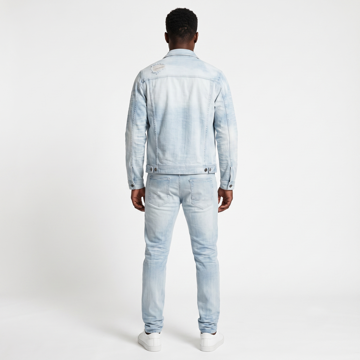 WH-J633 - Spencer with Distressed Detailing Rip & Repair Stretch Denim Jacket